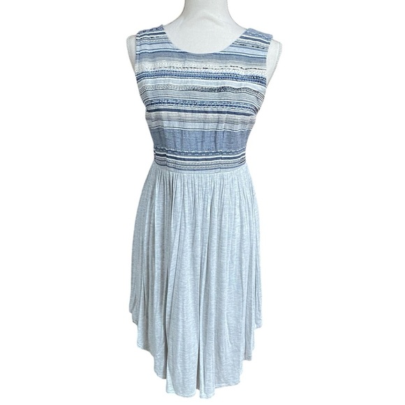 Anthropologie Dolan Left Coast Blue-Gray Embroidered High-Low Dress Size S Boho - Picture 2 of 15
